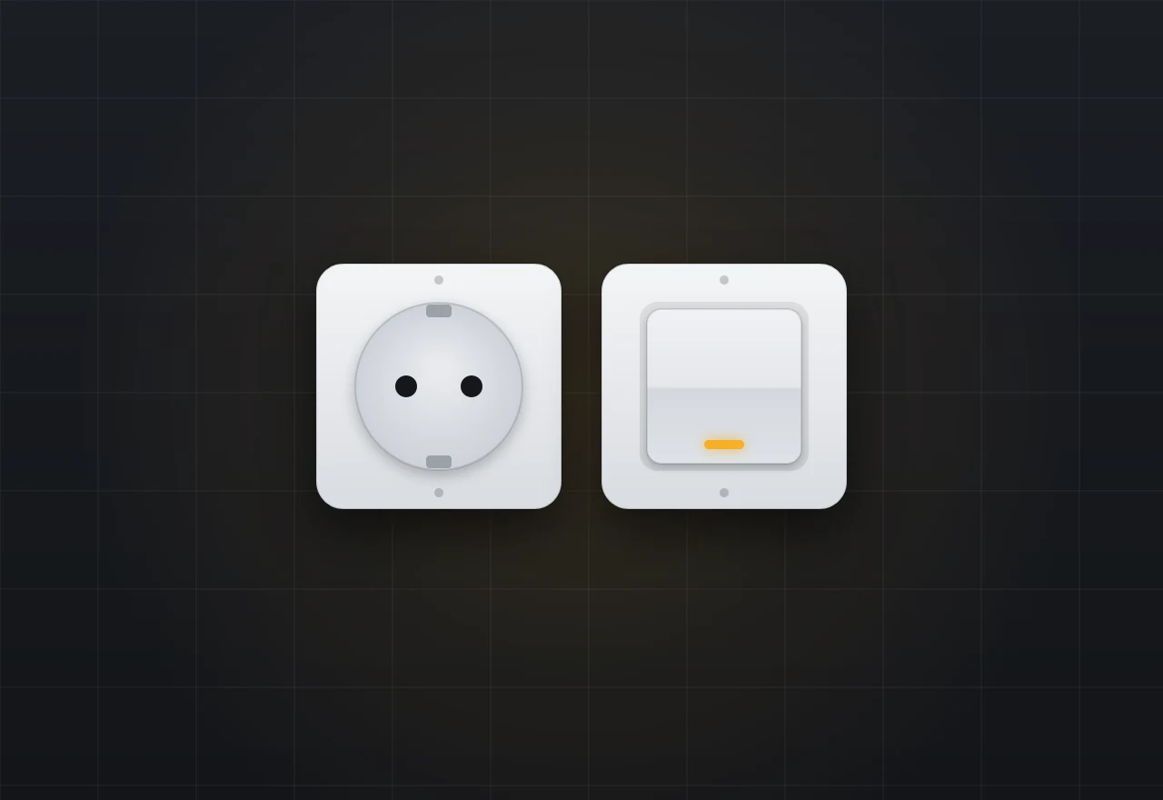 Electrical fixtures installed by UP-GRID — outlets and switches wired in boxes
